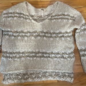 NWOT Free People Chunky Loose Weave Deep V Slub Sweater |